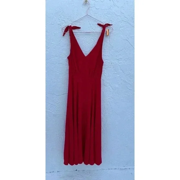 Betsey Johnson Womens Crepe Georgette Elegant Midi Dress Red Size 4 - Picture 12 of 13